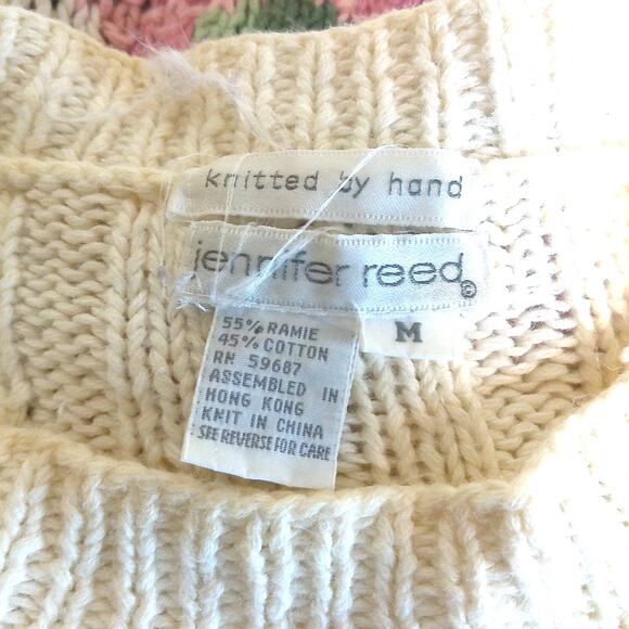 Vintage Jennifer Reed Knitted By Hand Multicolor All Over Sweater Size Medium - Picture 8 of 8